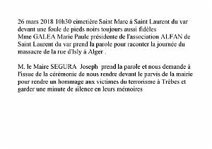 2018 03 26 ST LAURENT DU VAR CEREMONIE DU MASSACRE DE LA RUE D ISLY A ALGER
